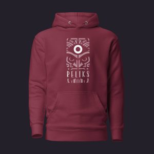Sweat à capuche bordeaux Reliks avec totem central