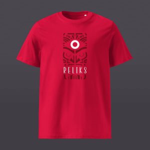 T-shirt basique rouge Reliks avec logo Totem géométrique et mystique